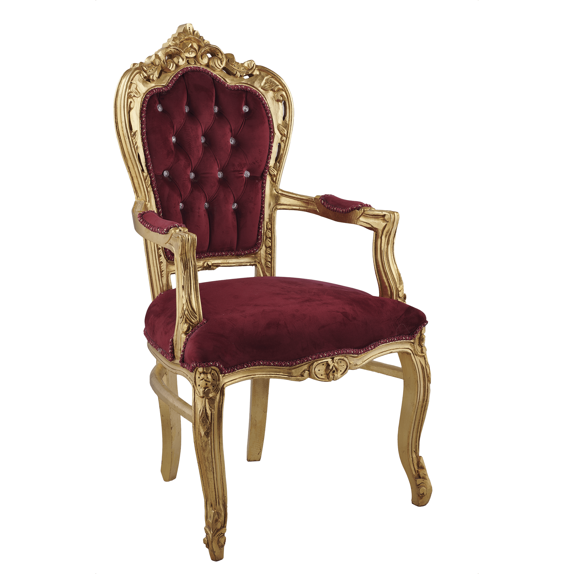 Table Chair Baroque-Style Armchair - Rococo in Solid Wood Decorated