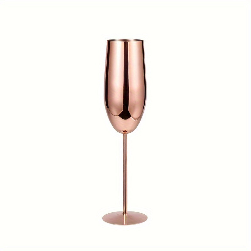 270ml Golden High-footed Wine Glass, Drop-resistant Stainless Steel Champagne Glass For Bar Home Wedding Party