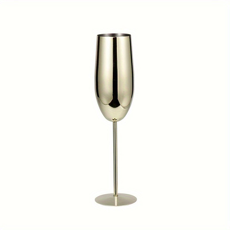 270ml Golden High-footed Wine Glass, Drop-resistant Stainless Steel Champagne Glass For Bar Home Wedding Party