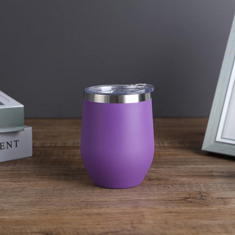 1pc, Wine Tumbler, 12 Oz Coffee Mugs With Lid, Double-Layer Vacuum Cup, Long Lasting Insulation Water Bottle, Indoor Outdoor Coffee Cup, Kitchen Accessories, Household Items