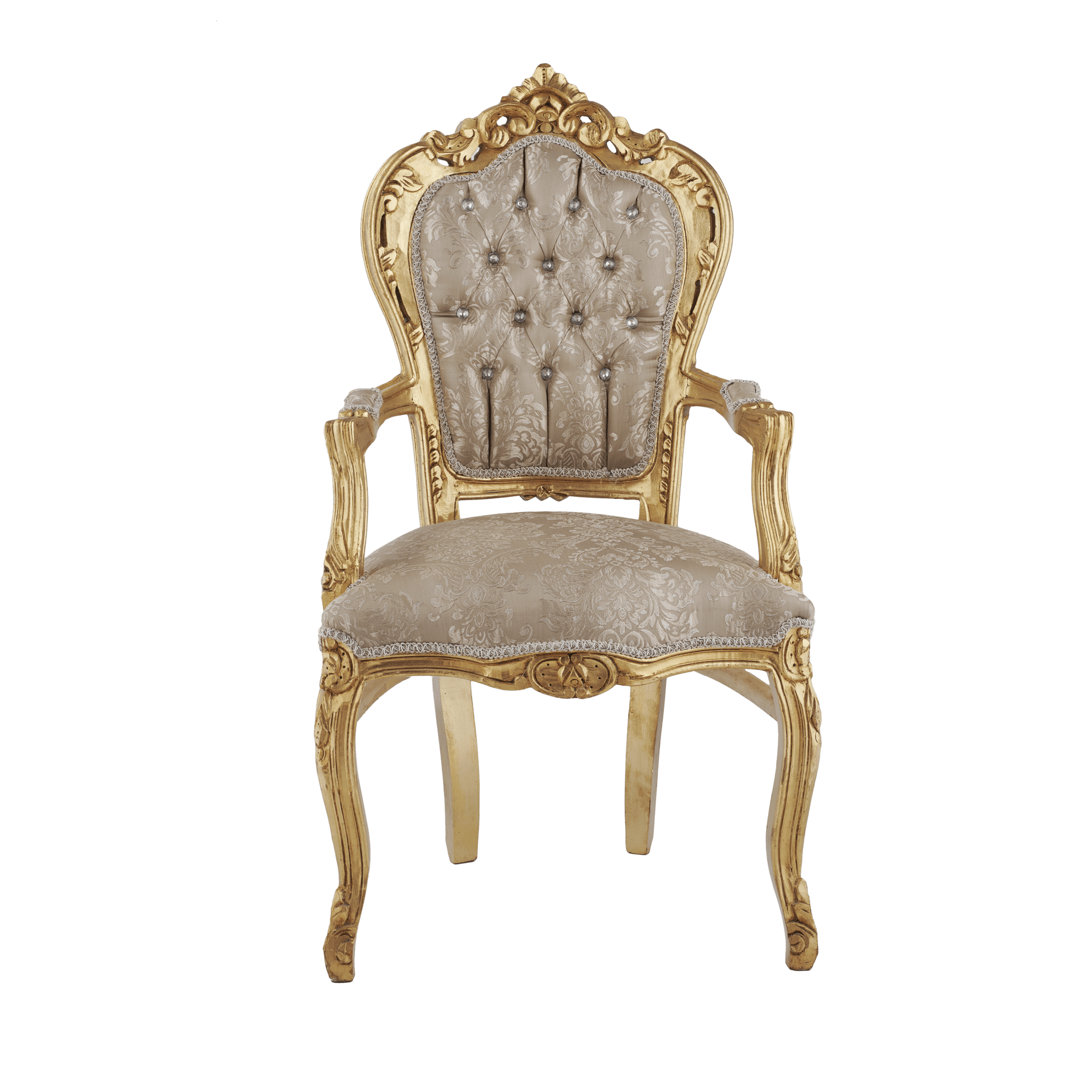 Table Chair Baroque-Style Armchair - Rococo in Solid Wood Decorated