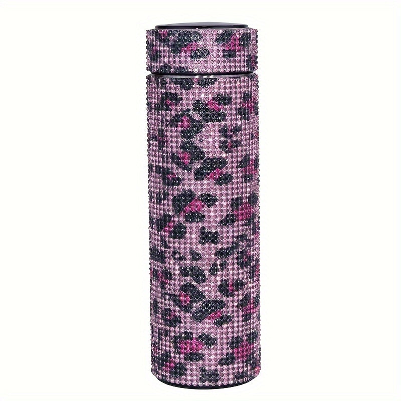 1pc, Sparkling Studded Vacuum Flask, 16oz/480ml Stainless Steel Insulated Water Bottles, Travel Thermal Cups, For Hot And Cold Beverages, Summer Winter Drinkware, Gifts