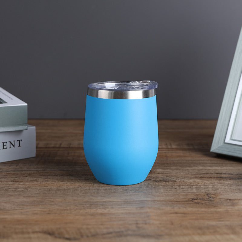 1pc, Wine Tumbler, 12 Oz Coffee Mugs With Lid, Double-Layer Vacuum Cup, Long Lasting Insulation Water Bottle, Indoor Outdoor Coffee Cup, Kitchen Accessories, Household Items