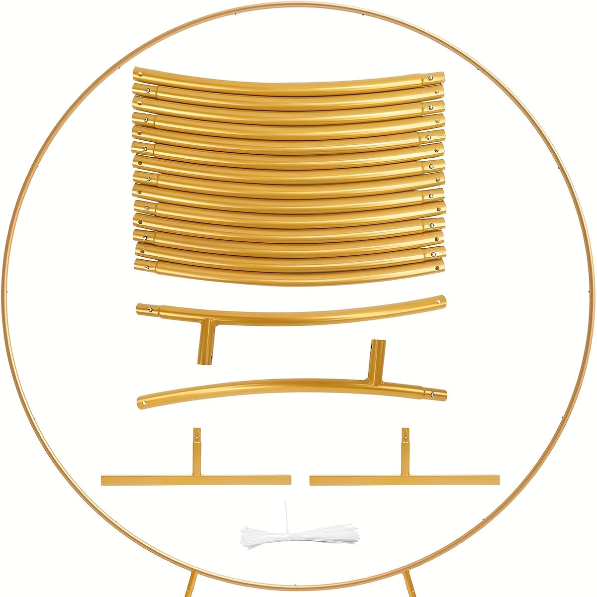 PlusFive Round Backdrop Stand, 6.9ft (2.1m) Golden Circle Round Arch Stand, Wedding Arch Frame, Big Size Arch Stands For Wedding Birthday Shower Photo Background Party Decorations