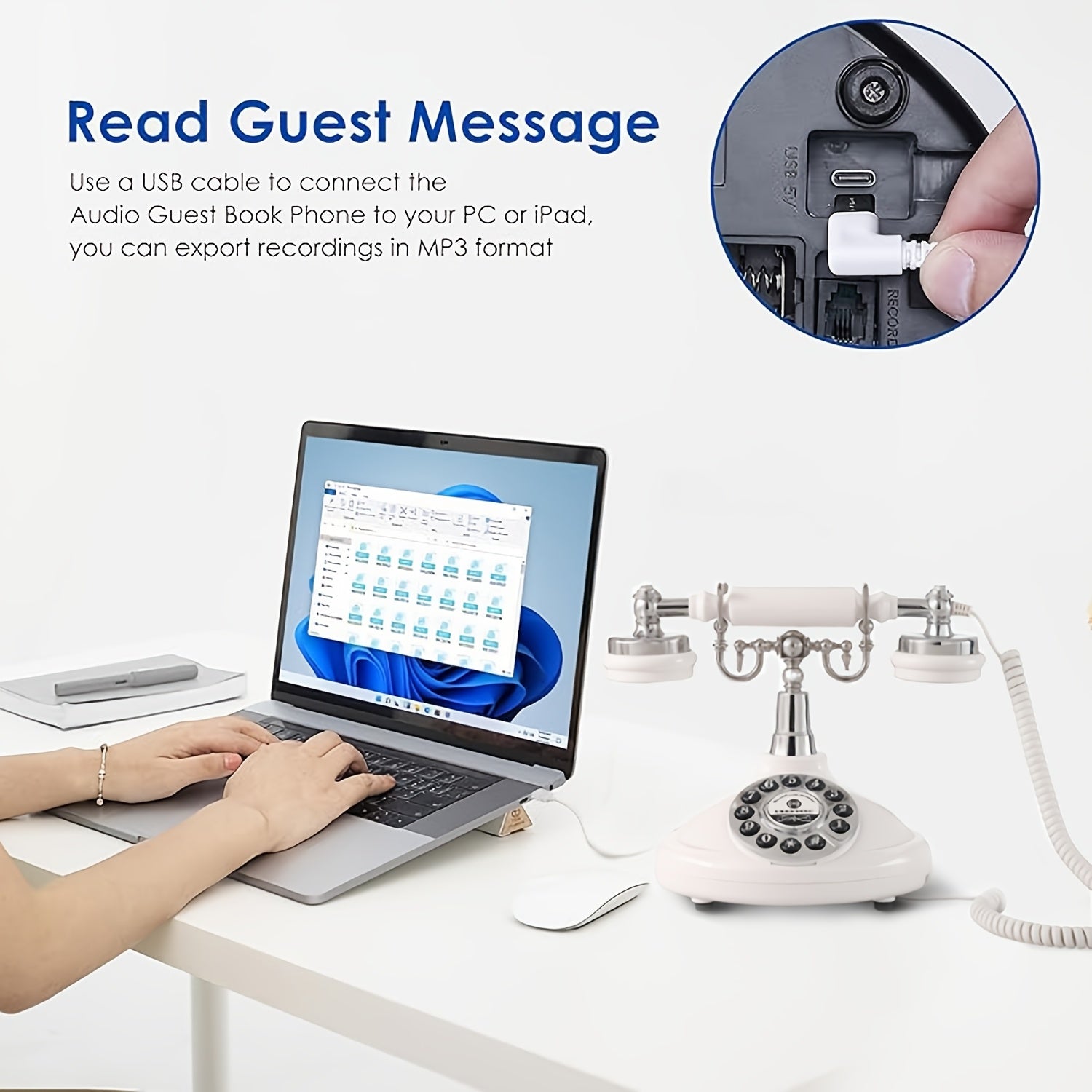 1pc Unique Audio Guestbook Telephone - Record Voice Messages, Leave Heartfelt Wishes, DIY Original Guestbook Phone for Wedding, Party, Gathering - Cherish Memories Forever