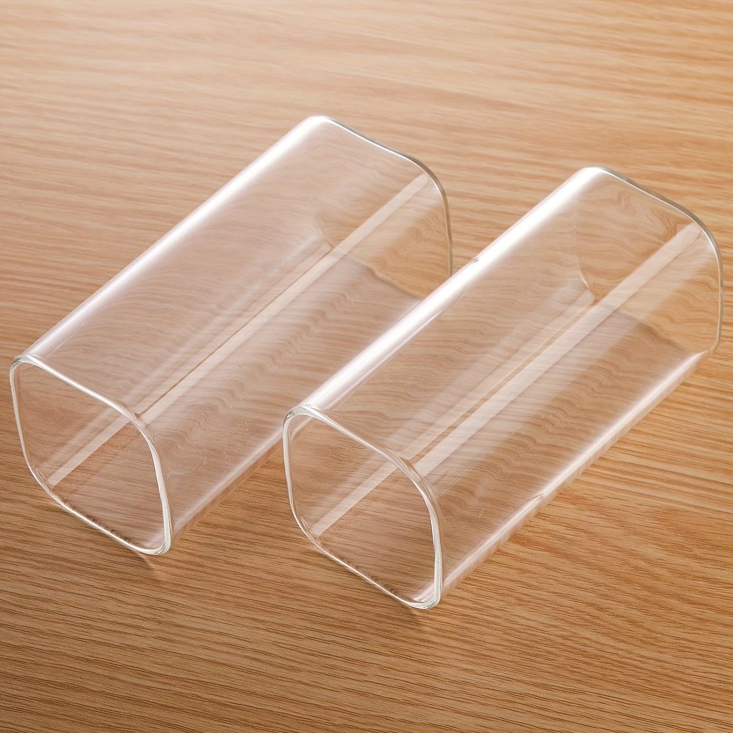 6pcs Glass Cups, 15oz Square Drinking Glasses Set, Square Glass Cups, Thin Highball Glasses Drink Tumbler Set, Clear Tall Glass Cups For Tea Iced Coffee, Water, Juice, Beer, Whiskey, Cocktails, Kitchen Party Home Bar Accessor