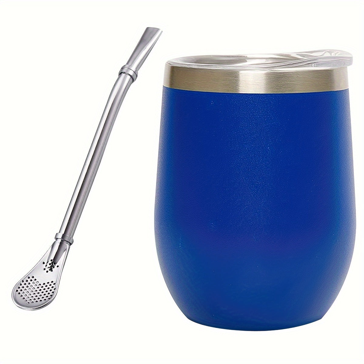 HEPEGA 12oz Stainless Steel Yerba Mate Gourd Set with Lid & Bombilla - Double-Walled, Insulated for Hot or Cold Beverages, Dishwasher Safe, Lead-Free