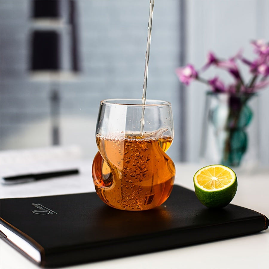 [Popular Choice] 1pc Elegant Japanese-Inspired Creative Cocktail Glass - Reusable, Insulated Twisted Design Clear Glass Cup for Whiskey, Beer, Tea & More - Perfect for Home Bar Entertaining