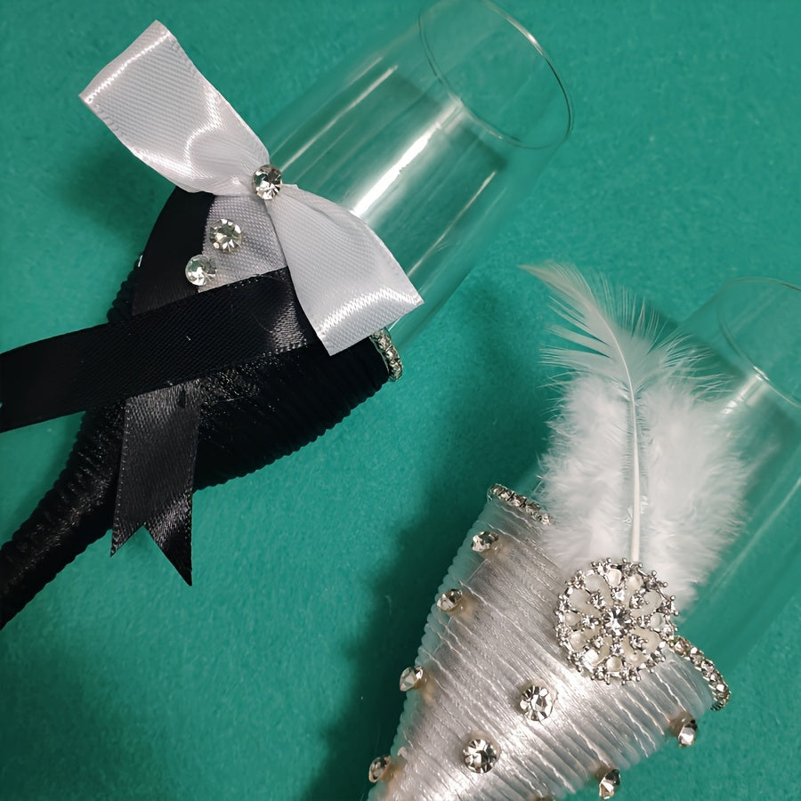 Elegant Black And White Wedding Toasting Glasses: Perfect for Any Special Occasion