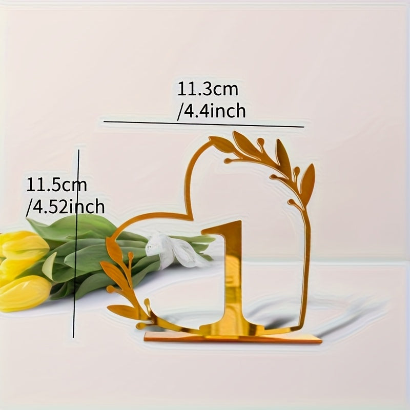 Golden Acrylic Wedding Mirror Table Numbers with Stands: