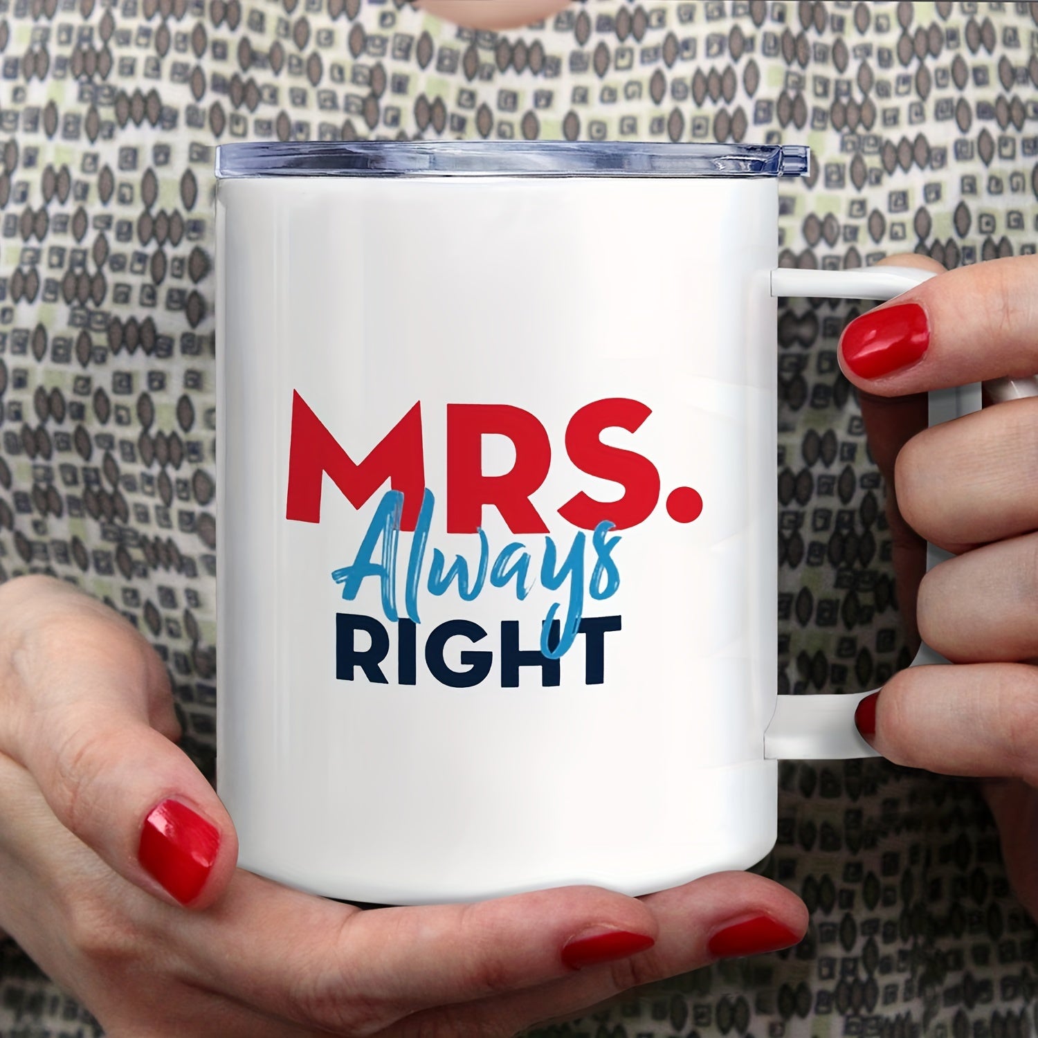 Mr. Right and Mrs. Always Right Stainless Steel Coffee Mug Set with Leak-Proof Lids - Reusable, BPA-Free, Round Novelty Cups for Multipurpose Use - Ideal Adult Gift for Christmas, Hand Wash Only