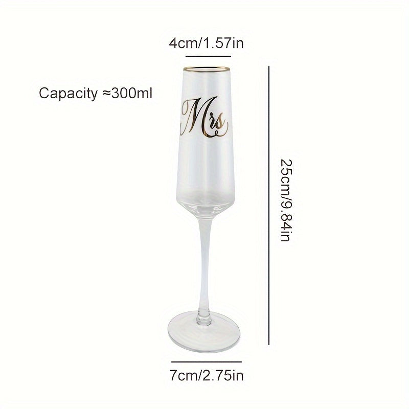 2PCS Hand-Wash Only Glass Champagne Flutes - Reusable, Recyclable Crystal Flute Shape Glasses with Golden Rim - Multipurpose, Ideal for Wedding, Engagement, Parties, Thanksgiving, Christmas, Anniversary Gift