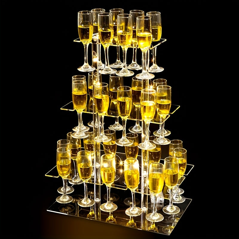 1pc elegant transparent three-layer cocktail glass stand for 36 cups - tower champagne glass display stand perfect for parties and parties