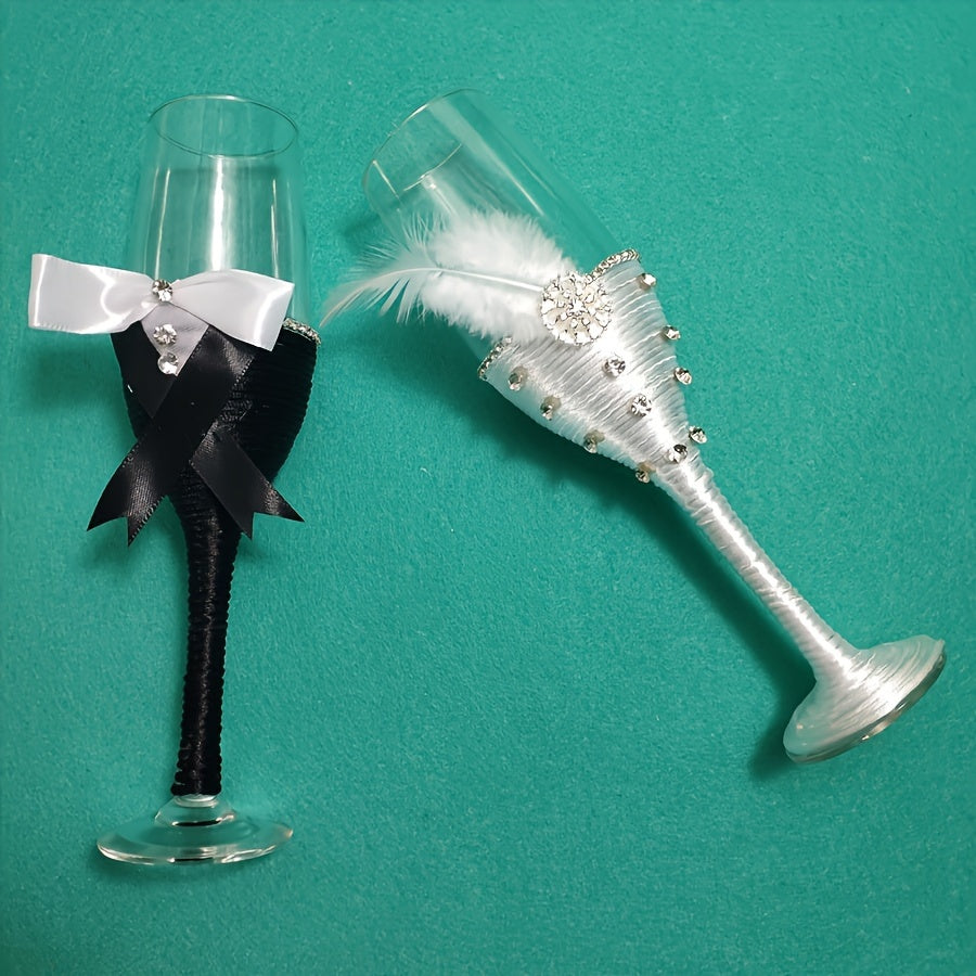 Elegant Black And White Wedding Toasting Glasses: Perfect for Any Special Occasion