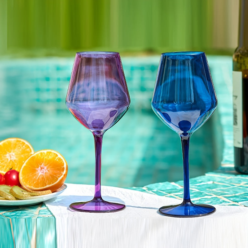 6pcs Colorful Unbreakable Wine Glass Set, 15oz Tritan Plastic Goblets with Long Stems - Dishwasher Safe, Perfect for Parties, Weddings & Outdoor Events