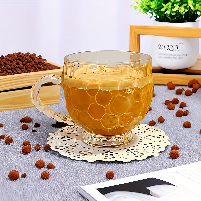 6pcs Exquisite Meteorite Pattern Glass Cups with Handles, Lead-Free, Reusable - Ideal for Milk, Beverages, Juice - Perfect Christmas or Valentine's Day Gift, 210ml/7.38oz