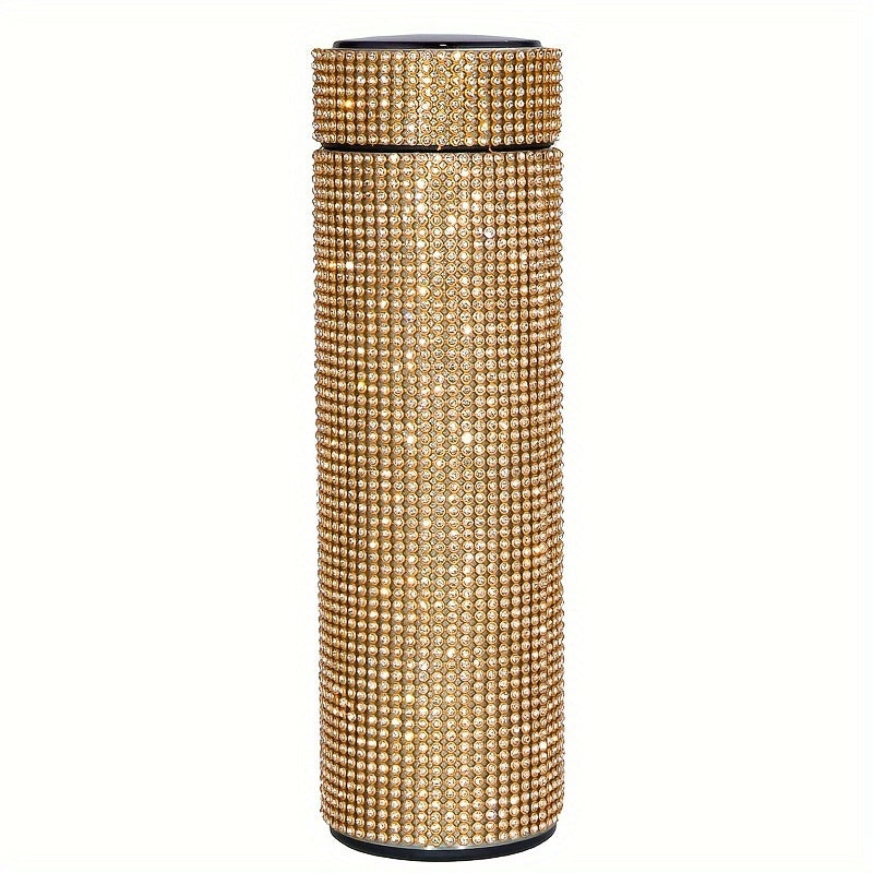 1pc, Sparkling Studded Vacuum Flask, 16oz/480ml Stainless Steel Insulated Water Bottles, Travel Thermal Cups, For Hot And Cold Beverages, Summer Winter Drinkware, Gifts