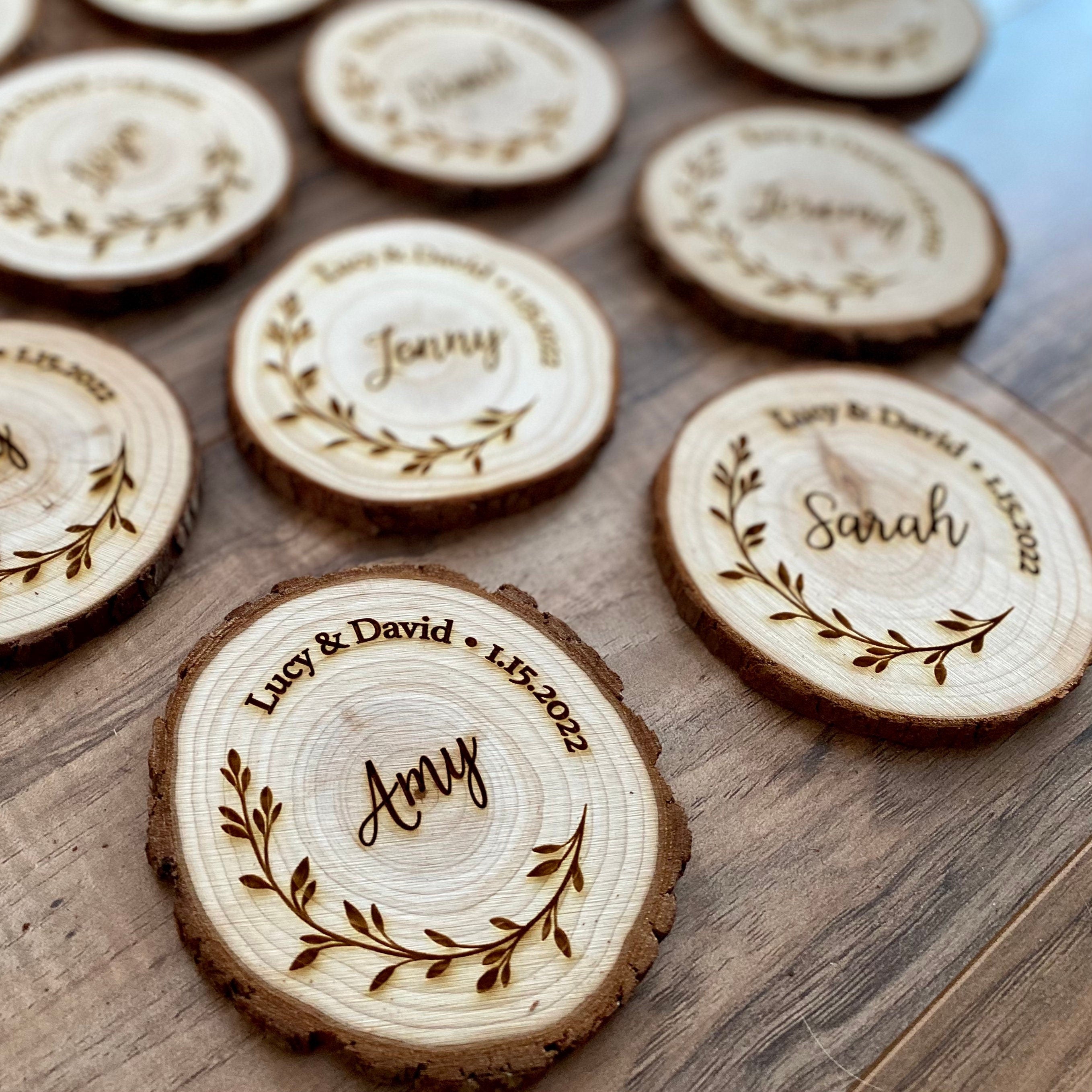 Custom Wood Slice Wedding Favors