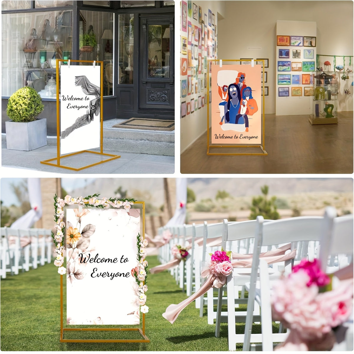 Metal Wedding Sign Holder - Heavy Duty Welcome Stand with Removable Sign, 172.72x76.2x50.8 cm, Contemporary Design for Weddings, Birthdays, Events, and Display Stands, Flower and Poster Not Included, Wedding Decorations
