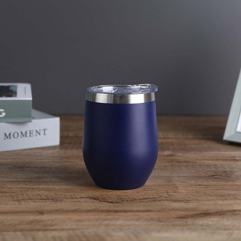 1pc, Wine Tumbler, 12 Oz Coffee Mugs With Lid, Double-Layer Vacuum Cup, Long Lasting Insulation Water Bottle, Indoor Outdoor Coffee Cup, Kitchen Accessories, Household Items