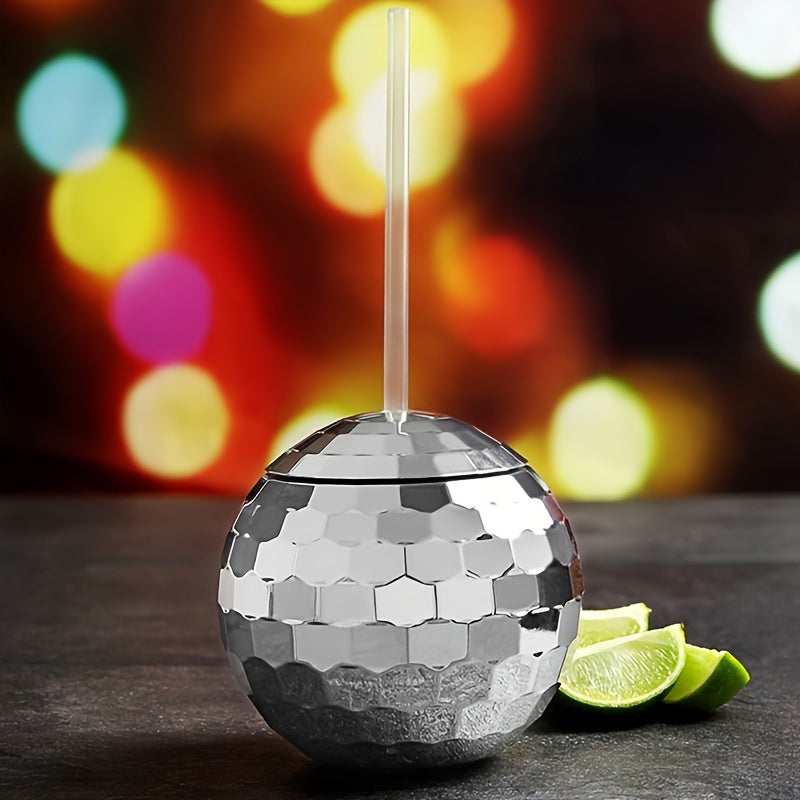 1pc/4pcs, Disco Ball Drink Tumbler With Straw And Lid, 600ml/20oz Shiny Sparkling Party Drinking Cup For Nightclub, Bar, Wedding, And More