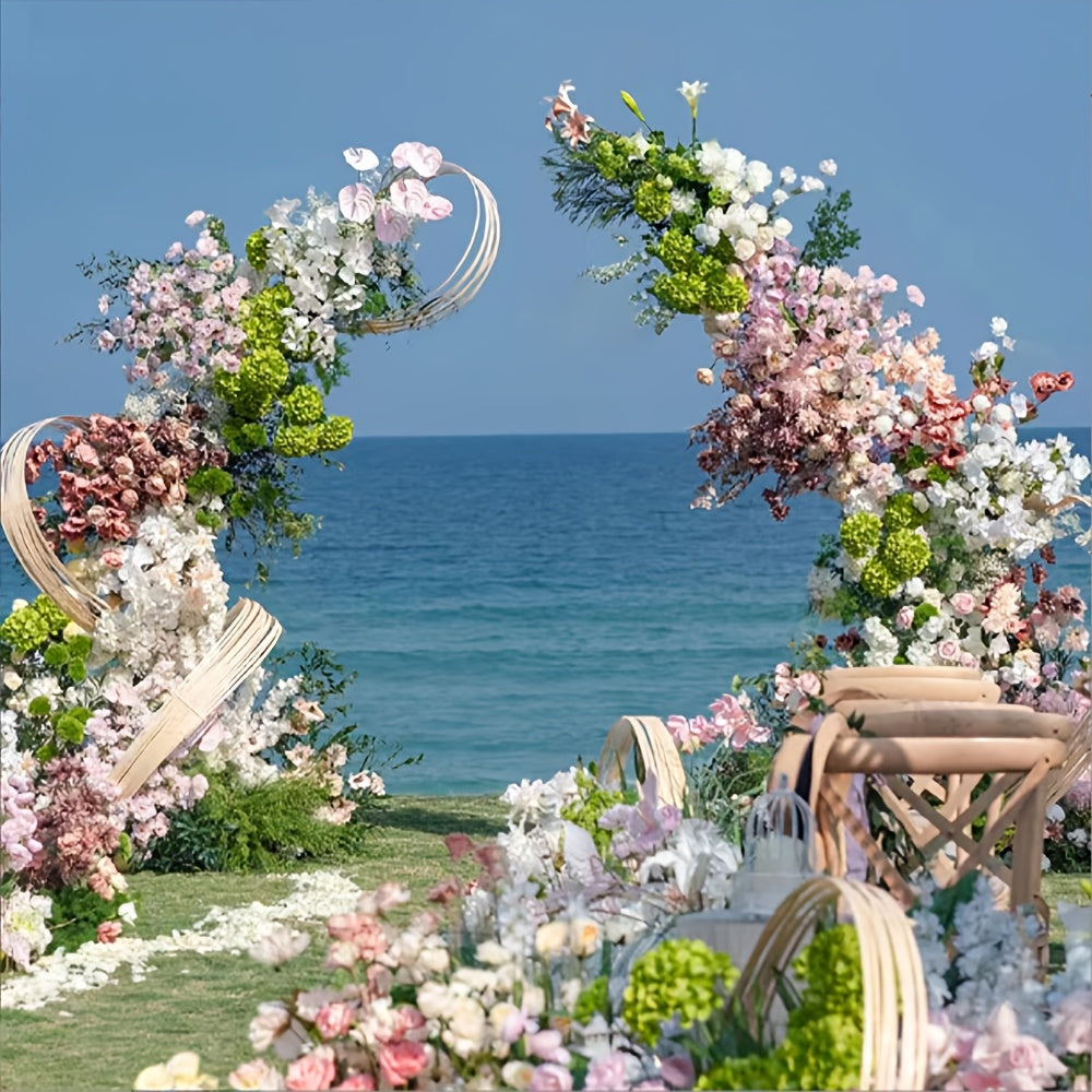 Set Of 2pcs Wedding Arch Backdrop Stand for Party, Christmas Arch for Wedding Ceremony, Birthday Party, Valentine's Day, Mother's Day, Halloween, Festive Setup, Party Decoration, Chic Design, Stylish Backdrop, Metal Frame, St