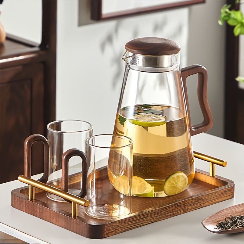 2/4/6pcs Set Perfect Glass Cups with Blue Wooden Handles, 12.85oz High Borosilicate Glass Tea & Coffee Mugs, Leak-Proof, Insulated, Lead-Free - Ideal for Christmas, New Year, Valentine's Day & Birthday Gifts