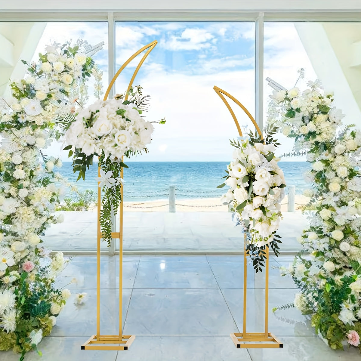 Set Of 2pcs Wedding Arch Backdrop Stand for Party, Christmas Arch for Wedding Ceremony, Birthday Party, Valentine's Day, Mother's Day, Halloween, Festive Setup, Party Decoration, Chic Design, Stylish Backdrop, Metal Frame, St