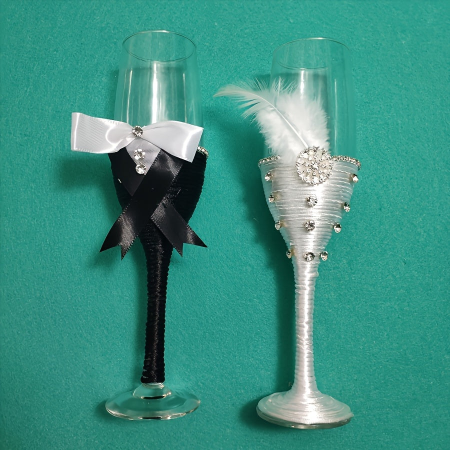 Elegant Black And White Wedding Toasting Glasses: Perfect for Any Special Occasion