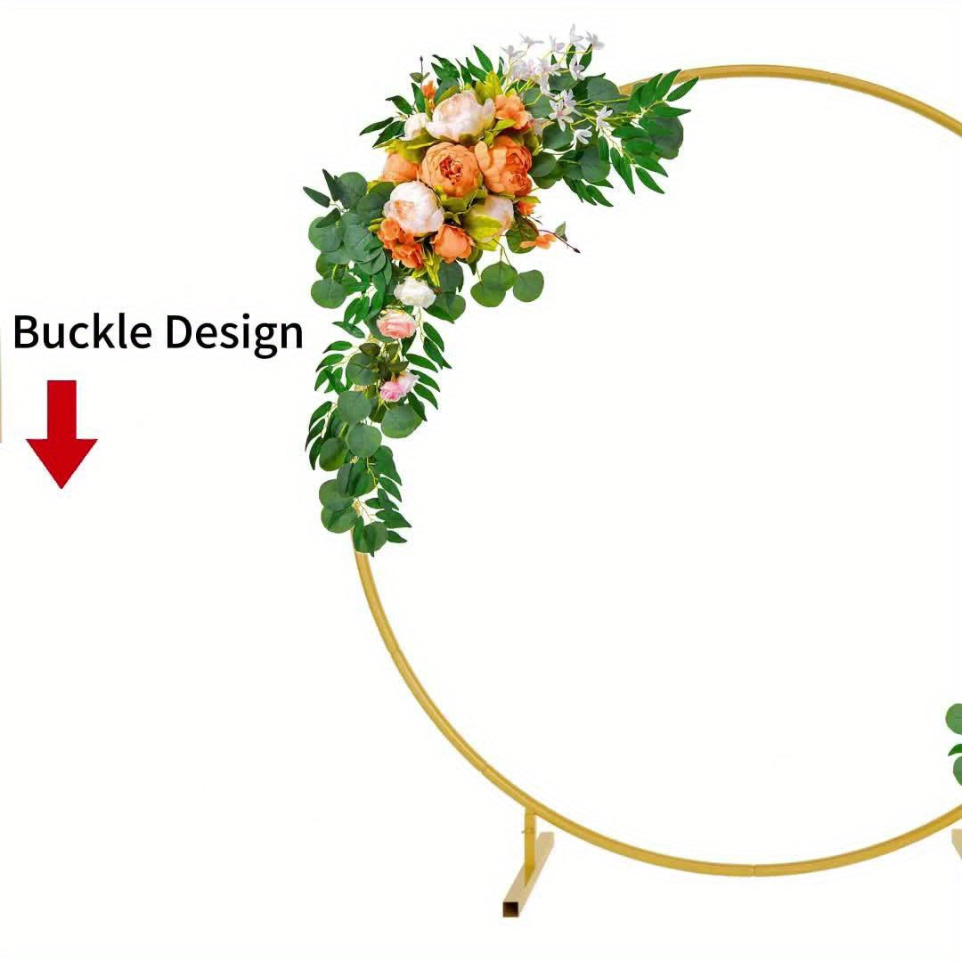 PlusFive Round Backdrop Stand, 6.9ft (2.1m) Golden Circle Round Arch Stand, Wedding Arch Frame, Big Size Arch Stands For Wedding Birthday Shower Photo Background Party Decorations