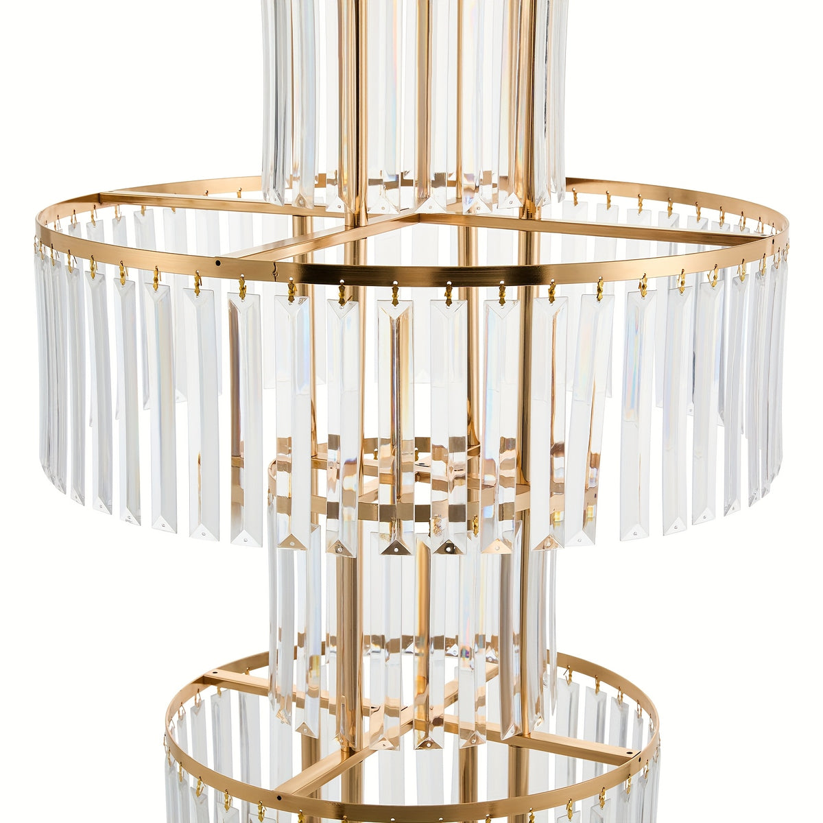 [2D Flat] 5-Tier Golden Wedding Flower Stand with Clear Acrylic Tiers - Elegant Round Centerpiece for Parties, Birthdays, and Events - 110cm Height, Square Base, Easy Assembly Required, Wedding Decorations