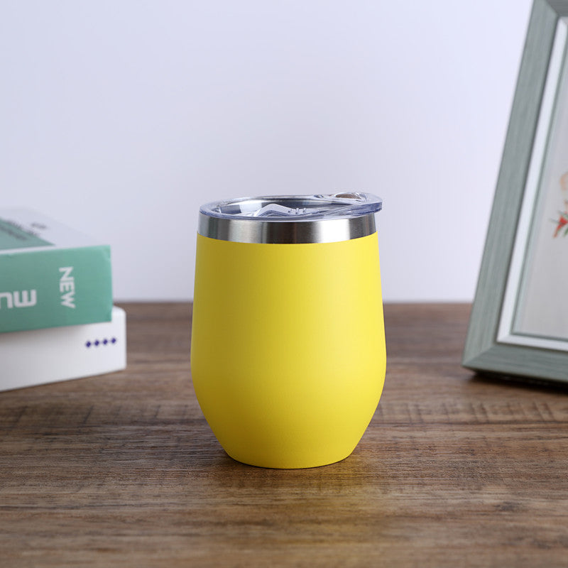1pc, Wine Tumbler, 12 Oz Coffee Mugs With Lid, Double-Layer Vacuum Cup, Long Lasting Insulation Water Bottle, Indoor Outdoor Coffee Cup, Kitchen Accessories, Household Items
