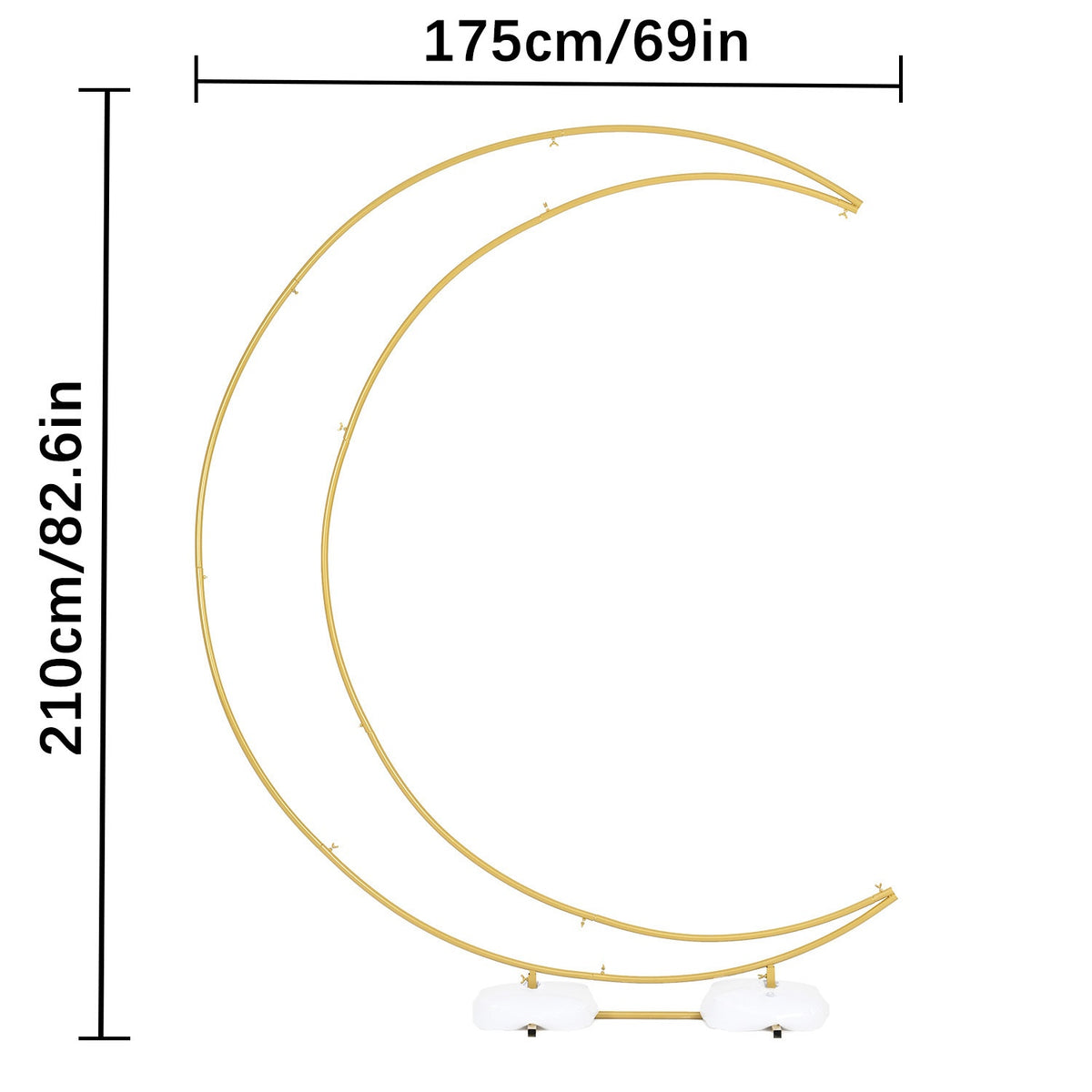 Golden Wedding Arch Stand - Heavy-Duty Metal Half-Crescent Moon Backdrop with Stable Base, Golden Ceremony Arch for Wedding, Birthday, Party Decorations - Indoor/Outdoor Event Decoration Stand, Romantic Event Decor, Sophistic