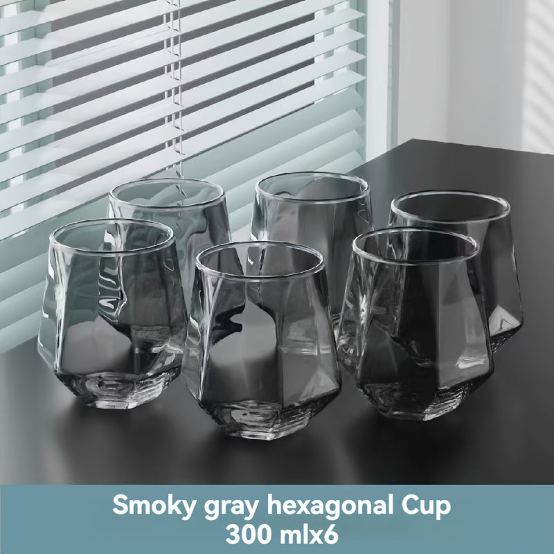 Color-Changing Hexagonal Glass Cup Set - Reusable, Lead-Free Drinking Glasses for Water, Wine, Tea & Juice - Perfect for Home Use, Cup Covers for Drinks