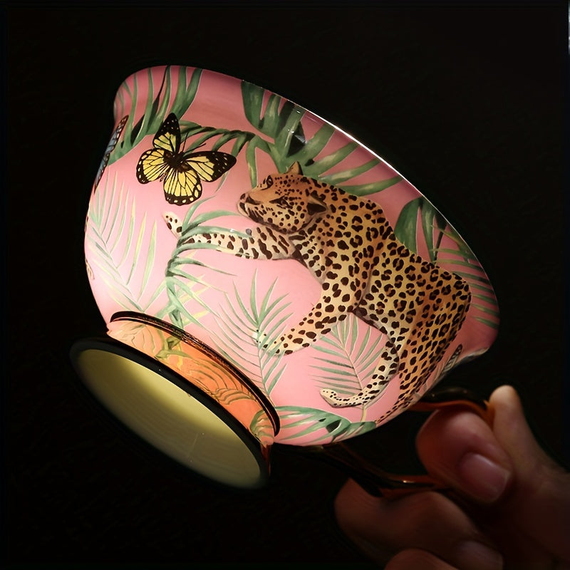 Luxury Vintage Bone China Tea Set - 7oz Coffee Cup, Saucer & Spoon, Lead-Free, Insulated, Non-Slip Grip, Perfect for Afternoon Tea & Special Occasions