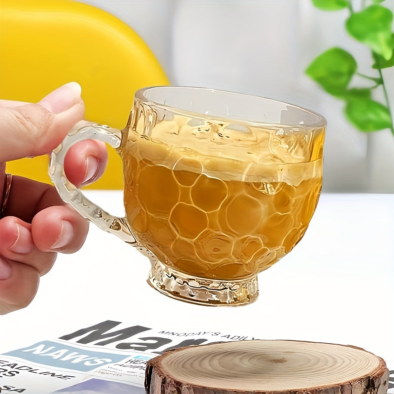 6pcs Exquisite Meteorite Pattern Glass Cups with Handles, Lead-Free, Reusable - Ideal for Milk, Beverages, Juice - Perfect Christmas or Valentine's Day Gift, 210ml/7.38oz