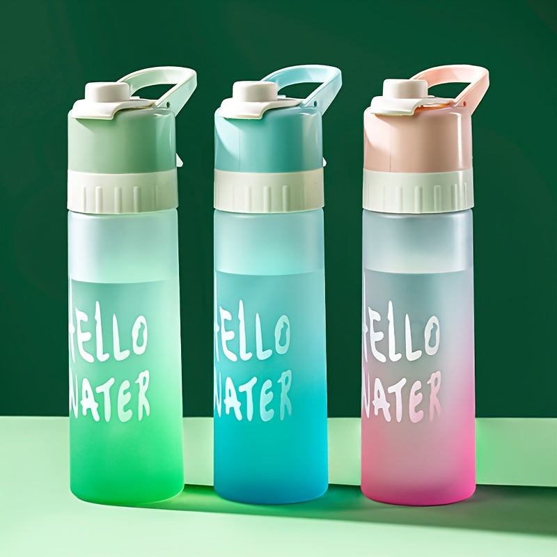 1pc Large-Capacity Gradient Spray Water Bottle - Portable, Cooling Mist Cup for Sports & Summer Hydration