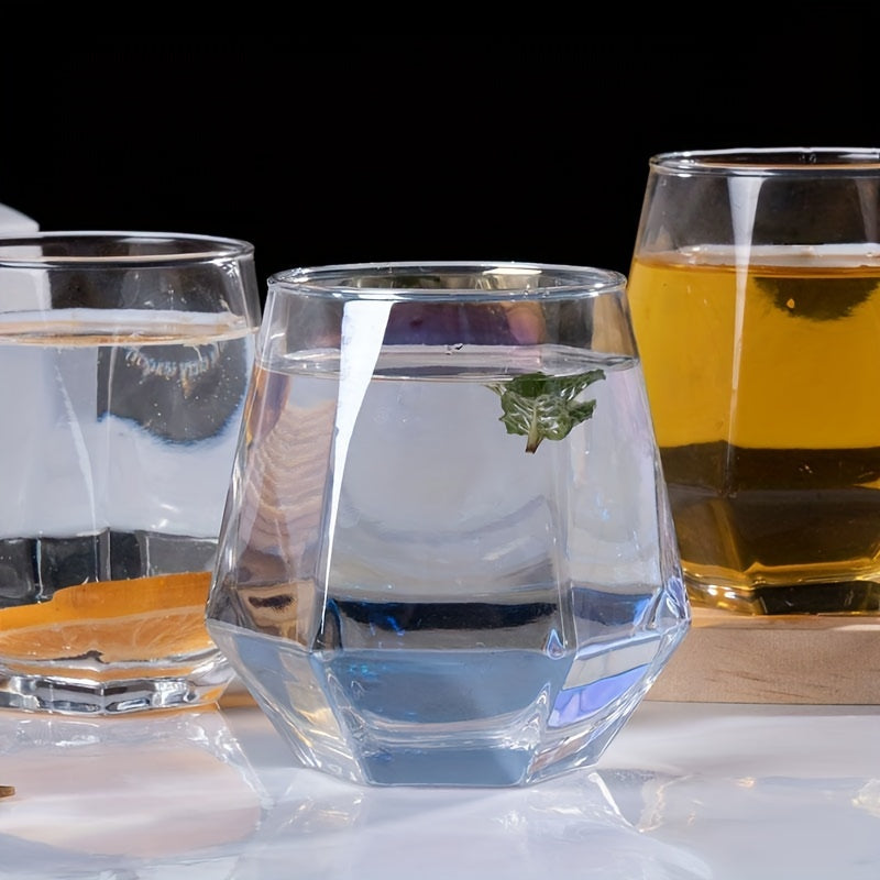 Color-Changing Hexagonal Glass Cup Set - Reusable, Lead-Free Drinking Glasses for Water, Wine, Tea & Juice - Perfect for Home Use, Cup Covers for Drinks