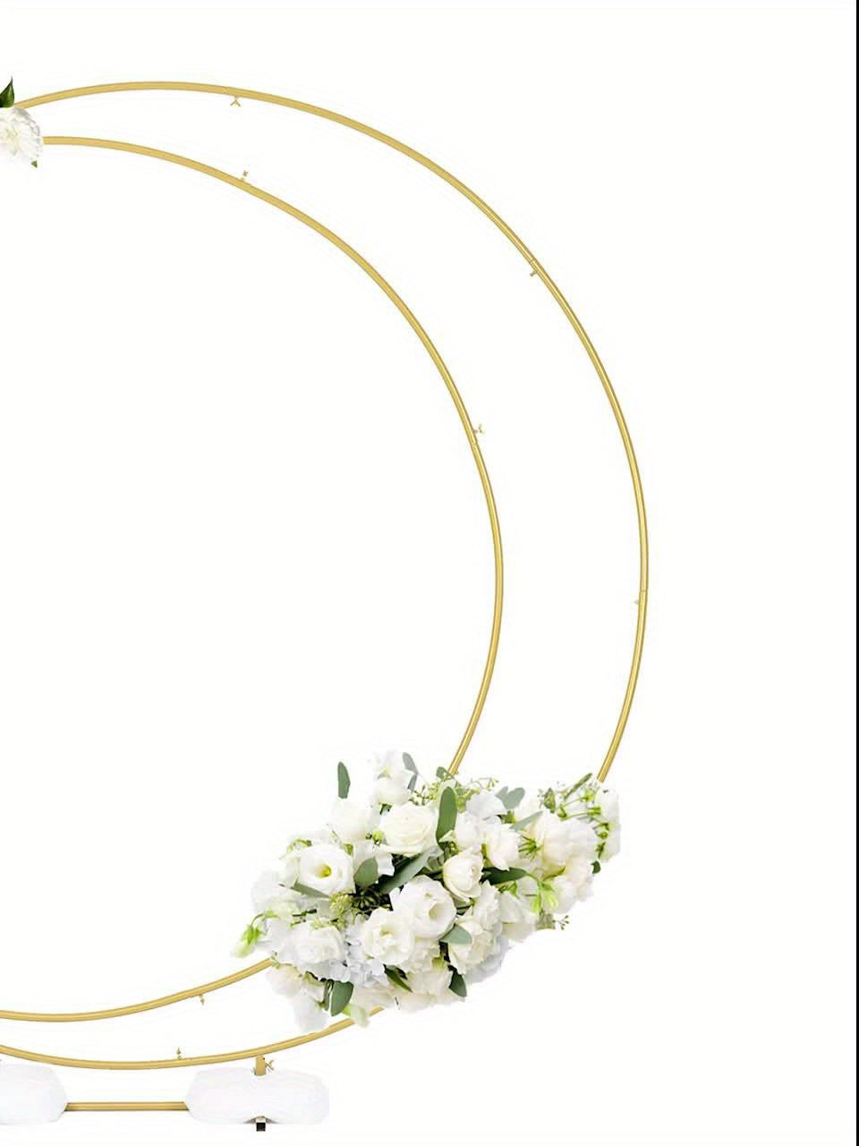 Golden Wedding Arch Stand - Heavy-Duty Metal Half-Crescent Moon Backdrop with Stable Base, Golden Ceremony Arch for Wedding, Birthday, Party Decorations - Indoor/Outdoor Event Decoration Stand, Romantic Event Decor, Sophistic