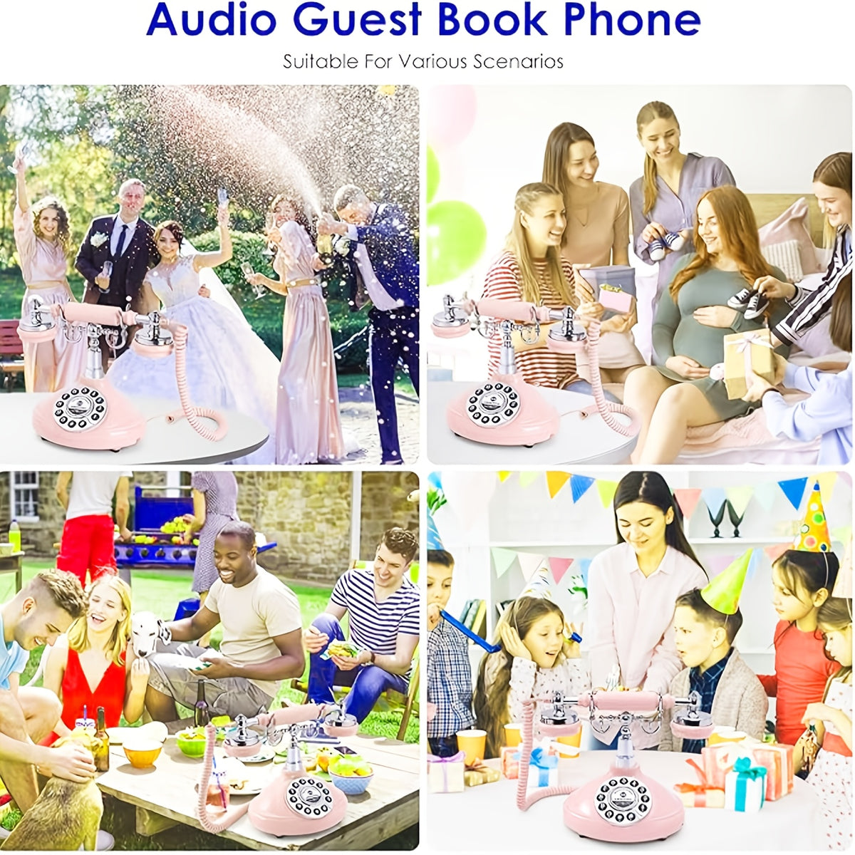 1pc Unique Audio Guestbook Telephone - Record Voice Messages, Leave Heartfelt Wishes, DIY Original Guestbook Phone for Wedding, Party, Gathering - Cherish Memories Forever