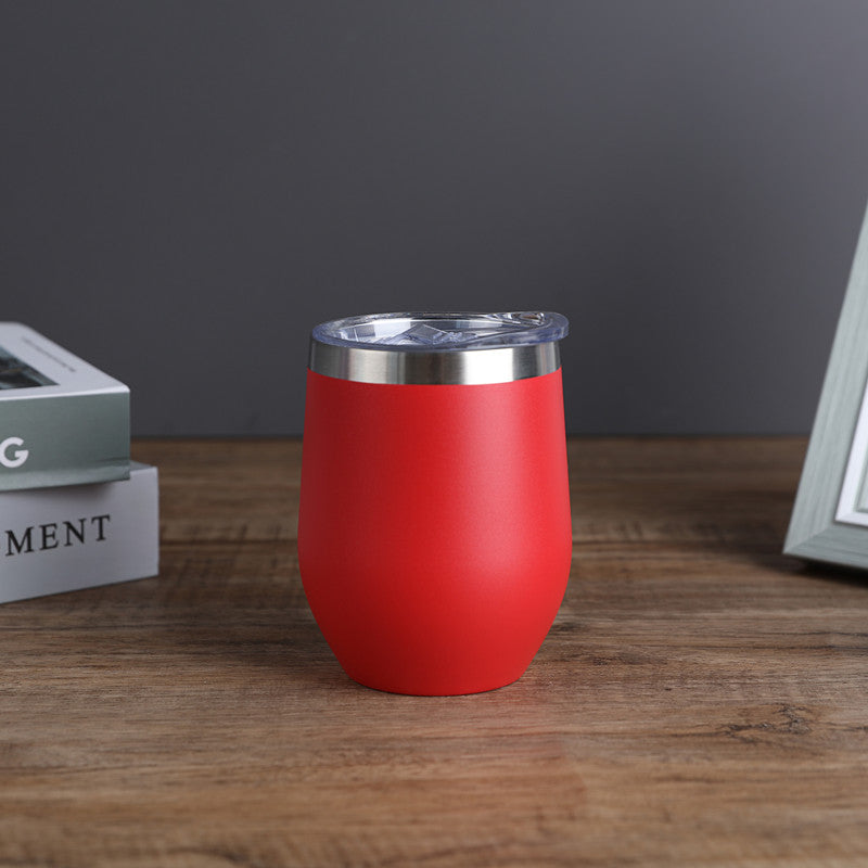1pc, Wine Tumbler, 12 Oz Coffee Mugs With Lid, Double-Layer Vacuum Cup, Long Lasting Insulation Water Bottle, Indoor Outdoor Coffee Cup, Kitchen Accessories, Household Items