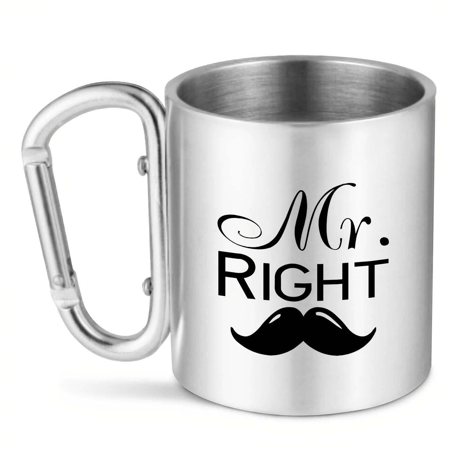 Mr. Right & Mrs. Always Right" 11oz Stainless Steel Coffee Mug - Reusable, BPA-Free Metal Cup with Handle for Couples - Perfect Gift for Anniversary, Valentine's Day, Birthday, Christmas