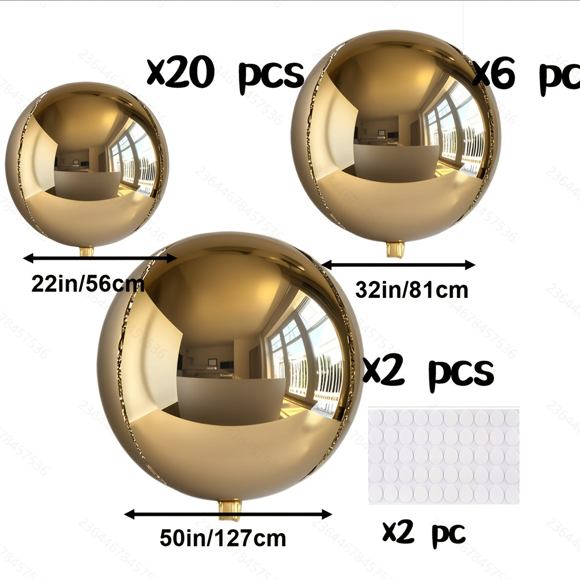 30 PCS Giant 4D Mirror Aluminum Foil Balloons Set (55.88cm, 81.28cm, 127.0cm) -  with Adhesive Strips