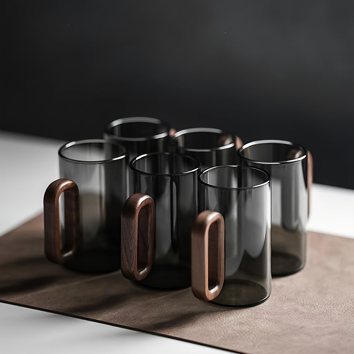 2/4/6pcs Set Perfect Glass Cups with Blue Wooden Handles, 12.85oz High Borosilicate Glass Tea & Coffee Mugs, Leak-Proof, Insulated, Lead-Free - Ideal for Christmas, New Year, Valentine's Day & Birthday Gifts