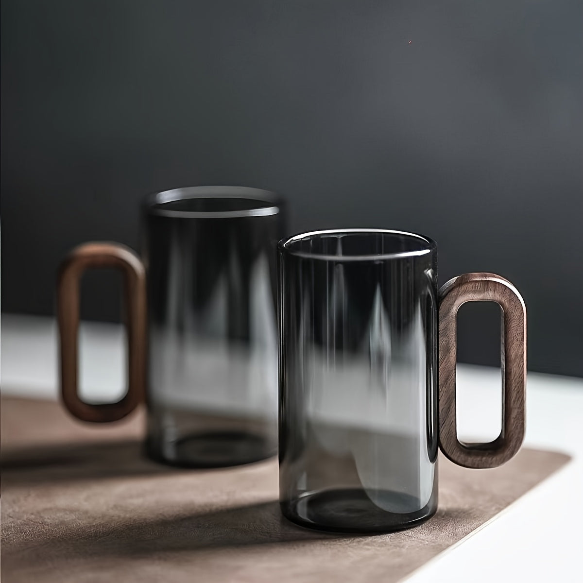 2/4/6pcs Set Perfect Glass Cups with Blue Wooden Handles, 12.85oz High Borosilicate Glass Tea & Coffee Mugs, Leak-Proof, Insulated, Lead-Free - Ideal for Christmas, New Year, Valentine's Day & Birthday Gifts