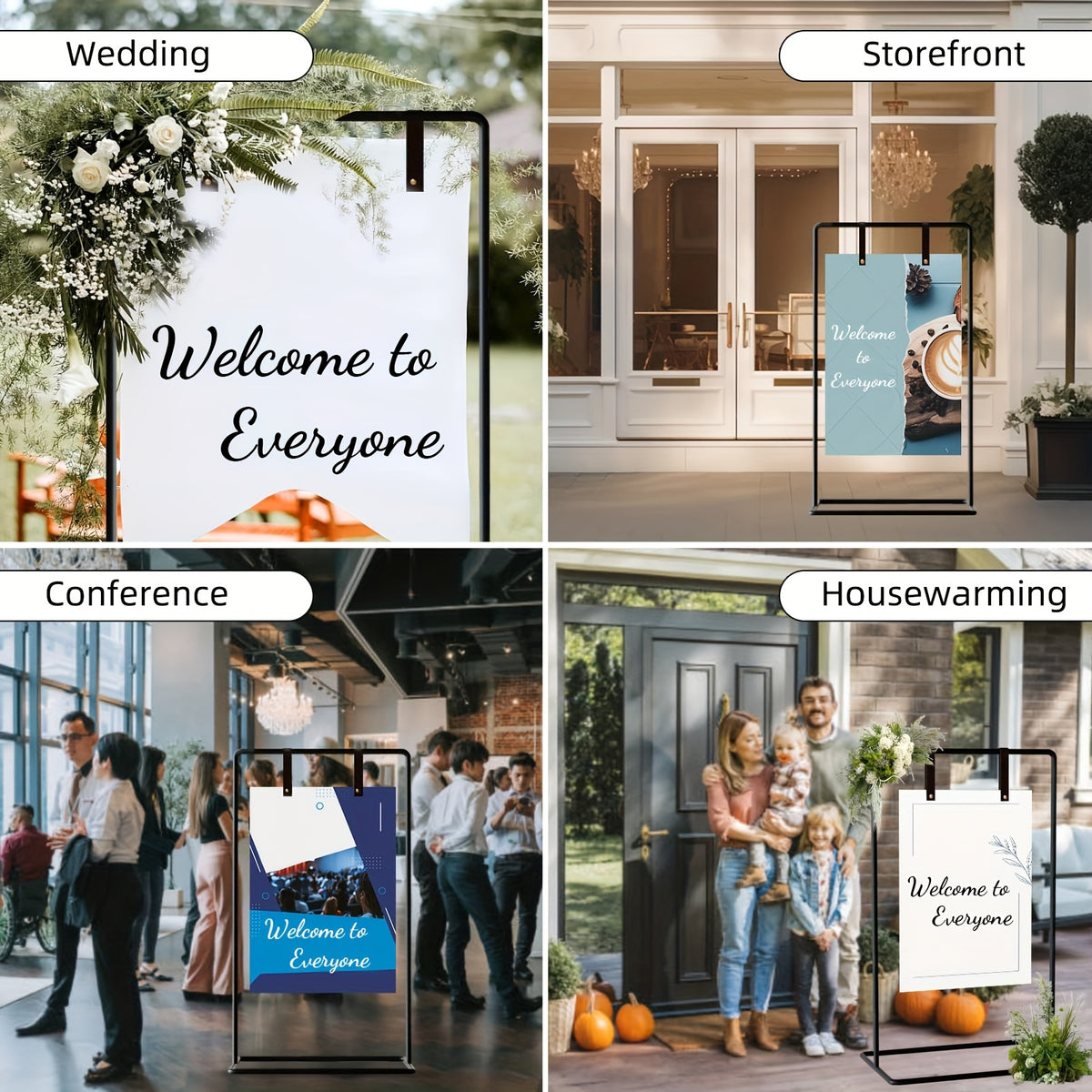 Metal Wedding Sign Holder - Heavy Duty Welcome Stand with Removable Sign, 172.72x76.2x50.8 cm, Contemporary Design for Weddings, Birthdays, Events, and Display Stands, Flower and Poster Not Included, Wedding Decorations