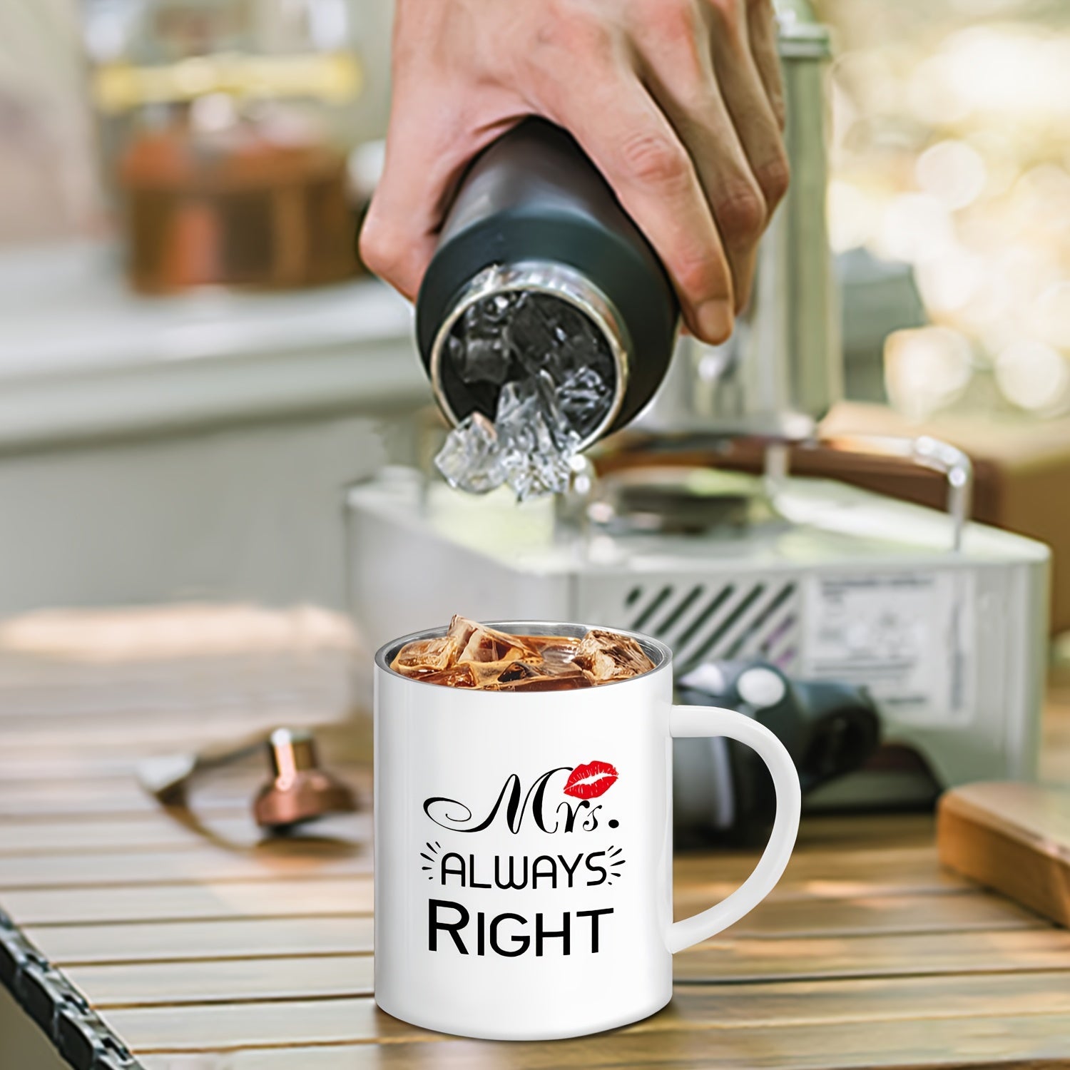 Mr. Right & Mrs. Always Right" 11oz Stainless Steel Coffee Mug - Reusable, BPA-Free Metal Cup with Handle for Couples - Perfect Gift for Anniversary, Valentine's Day, Birthday, Christmas