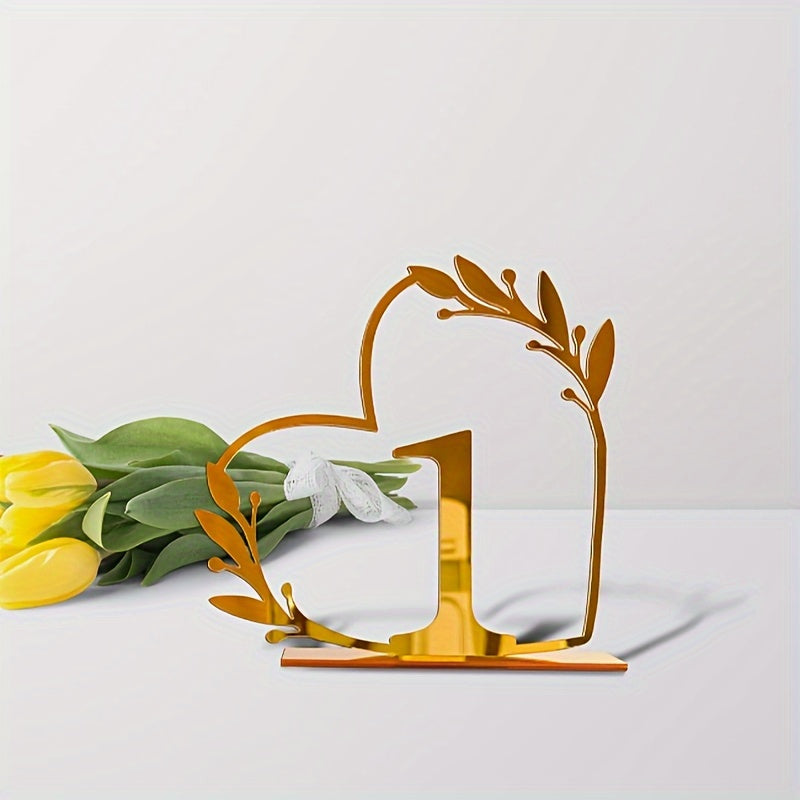 Golden Acrylic Wedding Mirror Table Numbers with Stands: