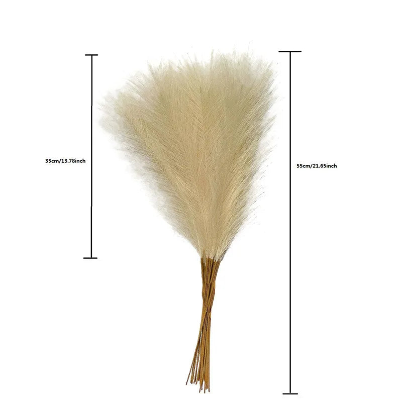 55CM 10PCS Fluffy Pampas Grass Boho Decor Flower Fake Plant Reed Simulated Wedding Party Home Decoration Artificial Flowers