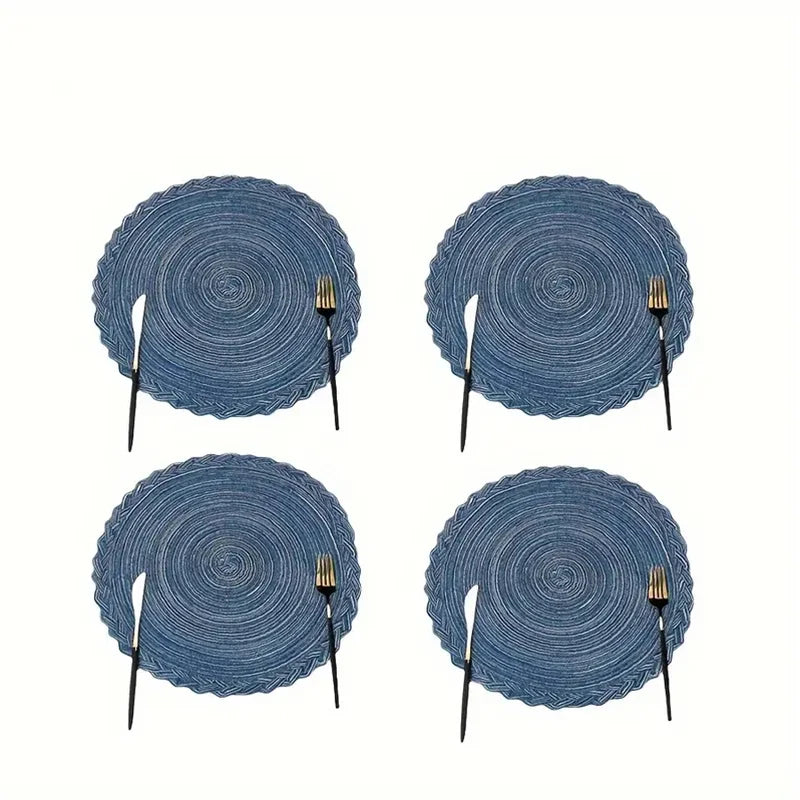 1pcs Round Woven Placemats - Heat-Insulating, Easy Clean, Table Decoration for Western-Style Meals, Festivals